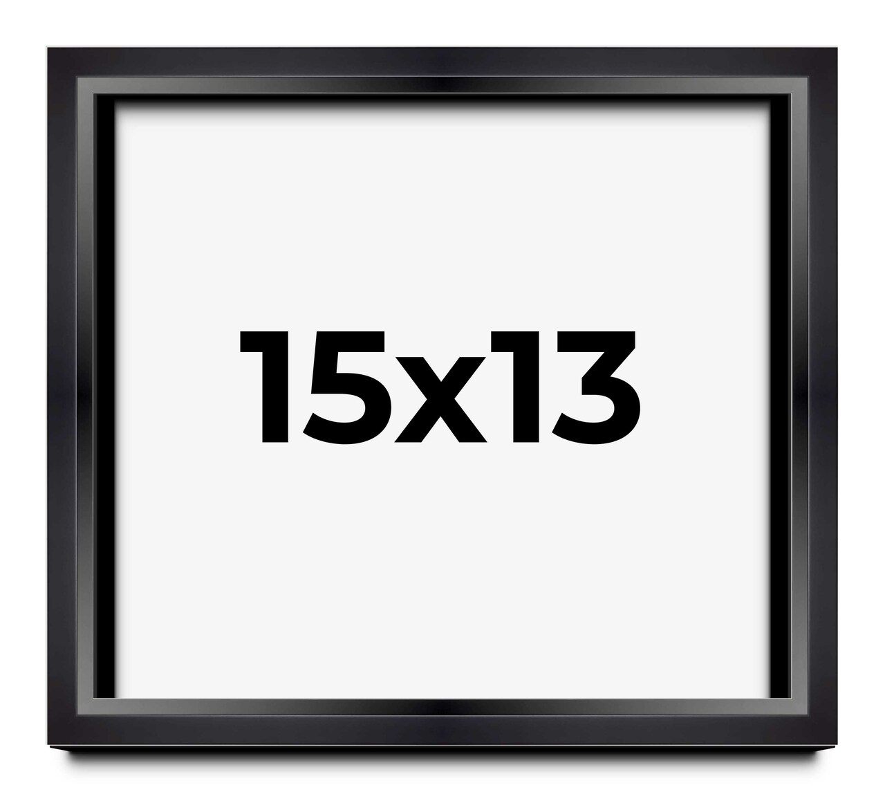 15x13 Modern Shadow Box 1.5" Depth Black Picture Frame - UV Acrylic, Backing, Hanging Hardware